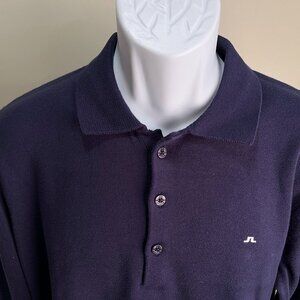 J.Lindeberg Men's blue on blue polo golf long sleeve Sweater XL